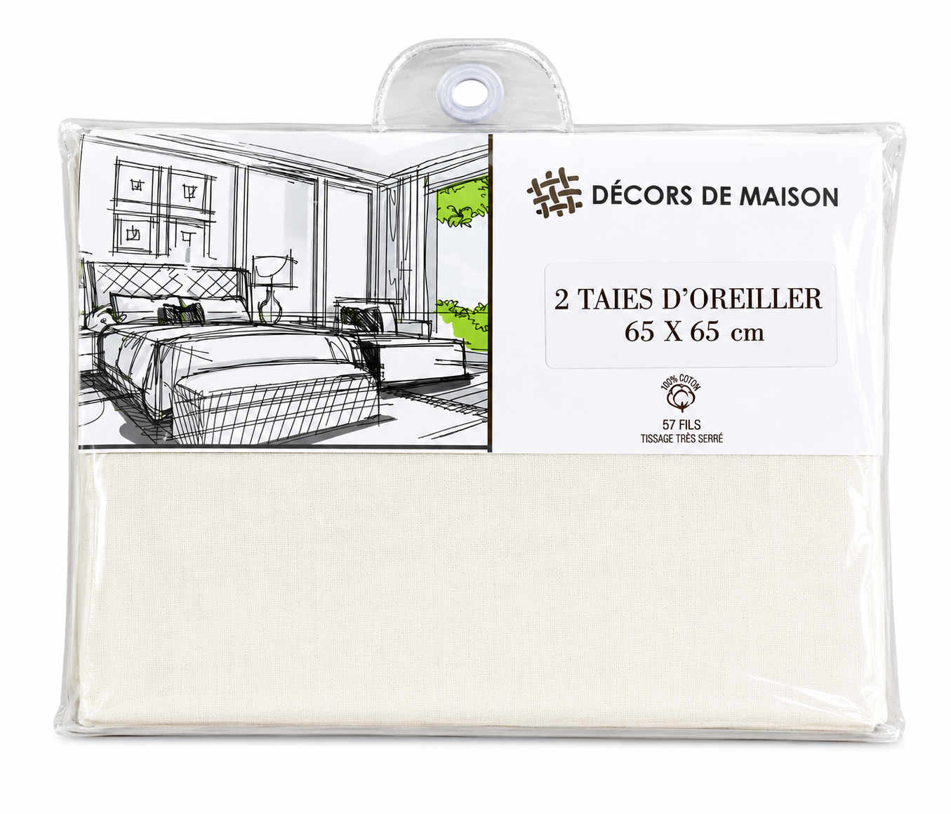 taie d'oreiller 65 x 65 cm
