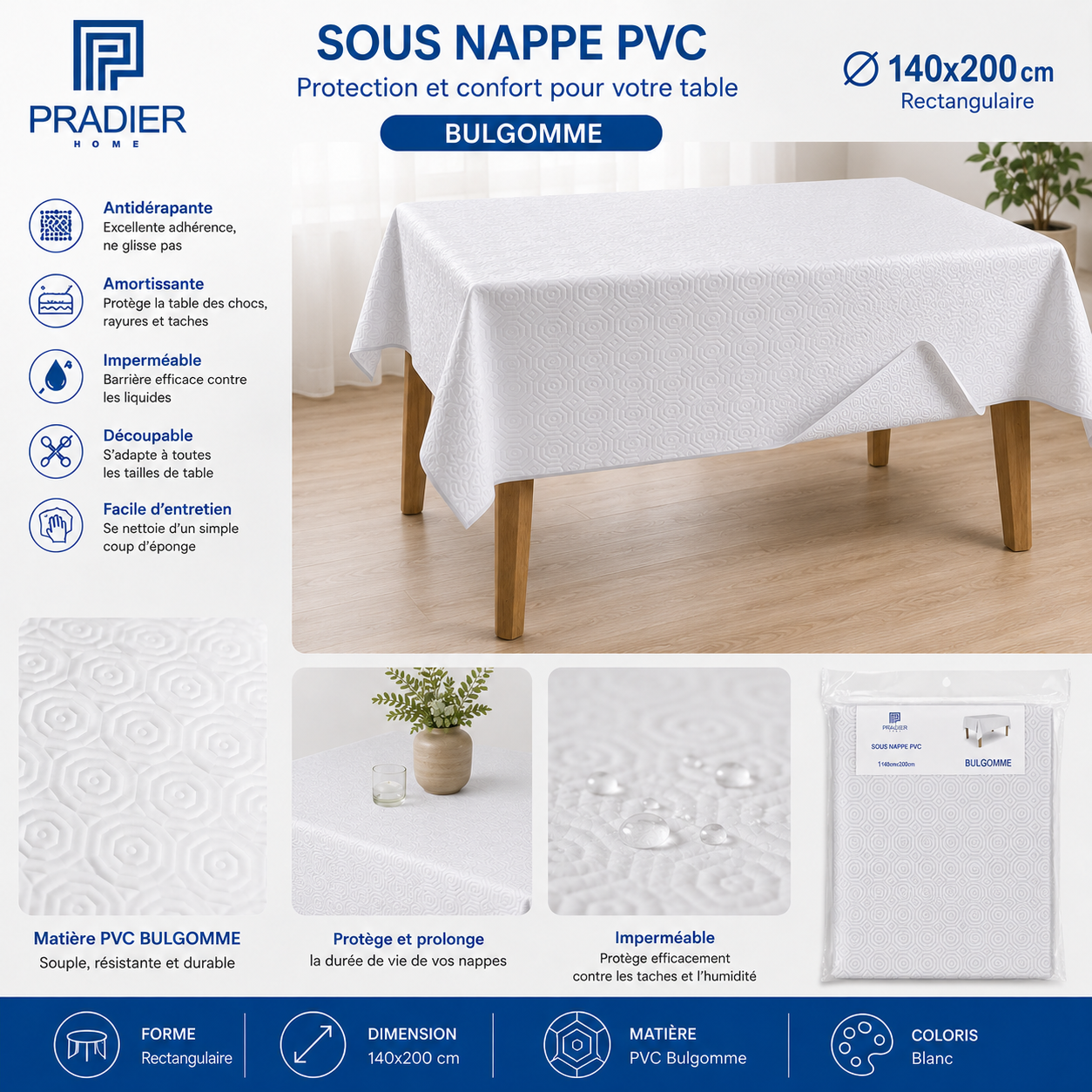 Sous nappe de protection rectangulaire